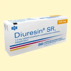 Diuresin SR 1,5 mg - lek z indapamidem, uznawany za najbezpieczniejszy lek na nadciśnienie. Opakowanie 30 tabletek.
