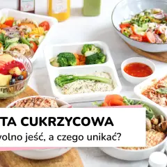 Kolorowe posiłki, w tym sałatki, owoce i dania z rybą, idealne na dietę cukrzycową. Co jeść, a czego unikać?