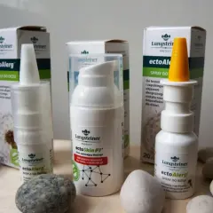 Krem, krople do oczu i spray do nosa z ektoiną od Langsteiner, wspierające łagodzenie objawów alergii.