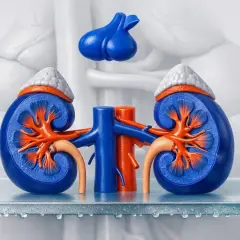 Model nerek i nadnerczy. Zaburzenia gospodarki wodno-elektrolitowej, jak hiponatremia, mogą wpływać na ich pracę.